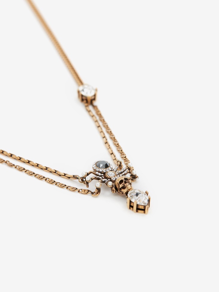 Fashion Alexander McQueen Gold Women's Jewelled Spider Necklace