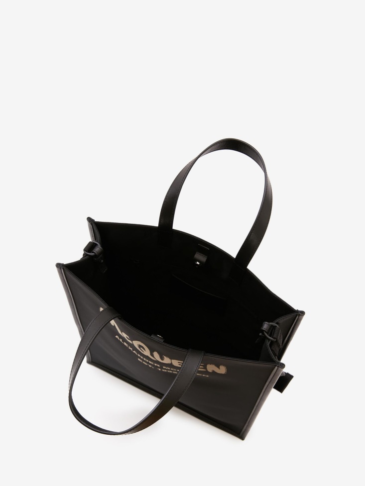 Fashion Alexander McQueen Men's in Graffiti Edge Tote Black/Off White