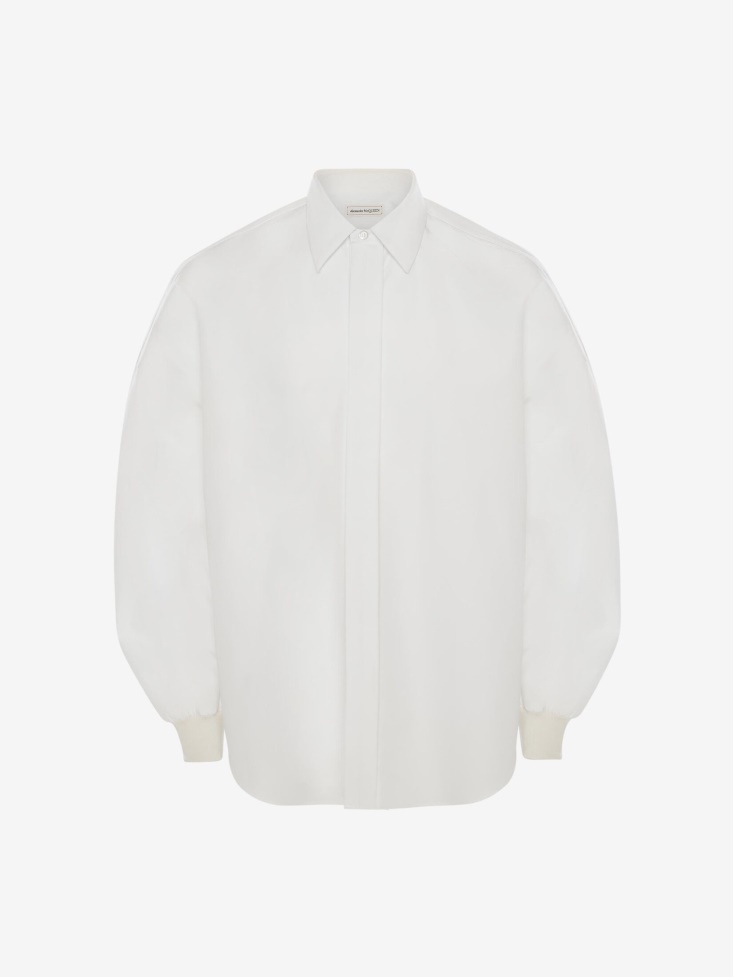 Men's Dropped Shoulder Poplin Shirt White Fashion Alexander McQueen