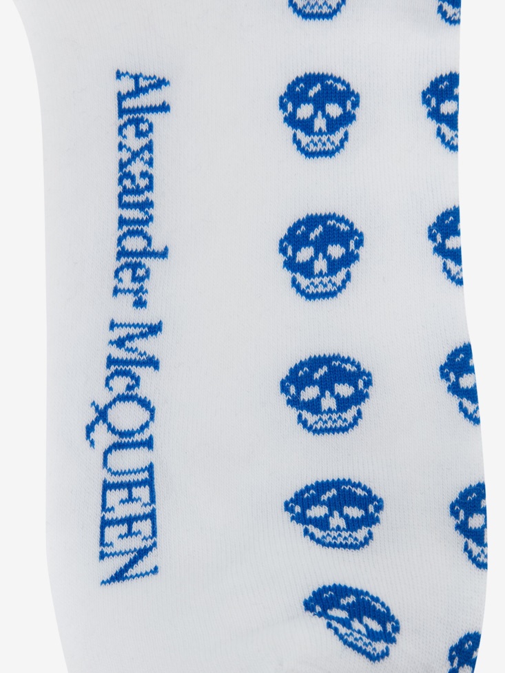 Off White/Blue Men's Short Skull Socks Fashion Alexander McQueen