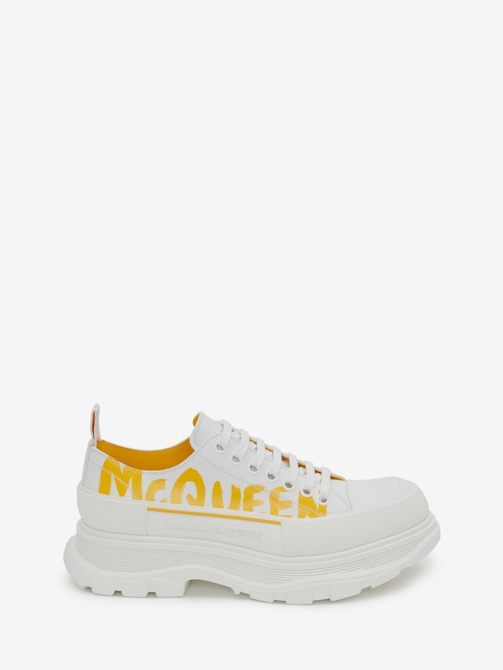 White/Pop Yellow Fashion Alexander McQueen Men's Tread Slick Lace Up