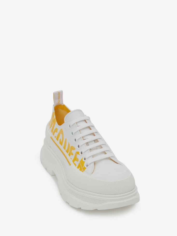 White/Pop Yellow Fashion Alexander McQueen Men's Tread Slick Lace Up