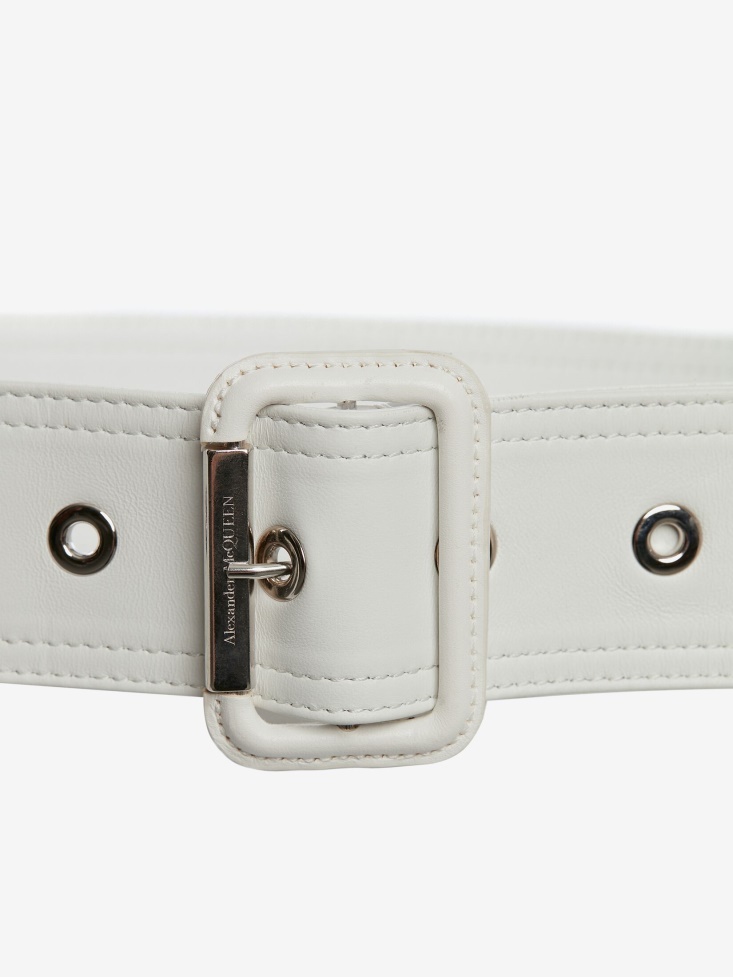 Fashion Alexander McQueen White Women's Long Trench Belt