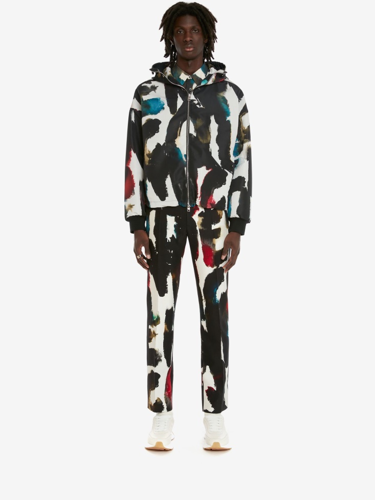 Multicolour Men's Watercolour Graffiti Windbreaker Fashion Alexander McQueen