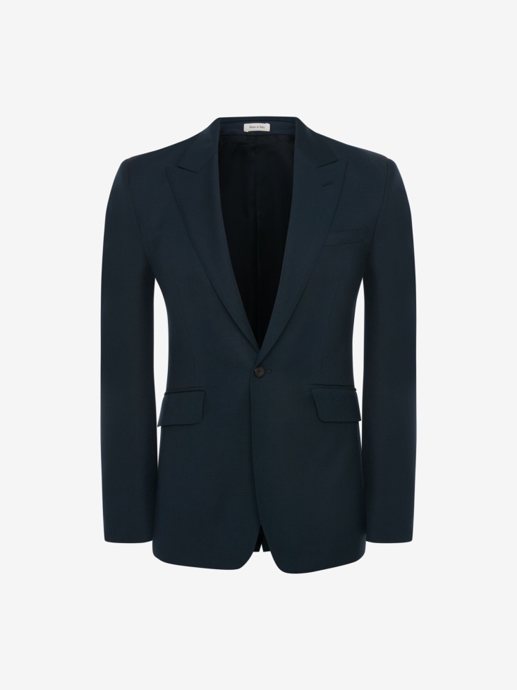 Men's Wool Mohair Single-Breasted Jacket Indigo Fashion Alexander McQueen