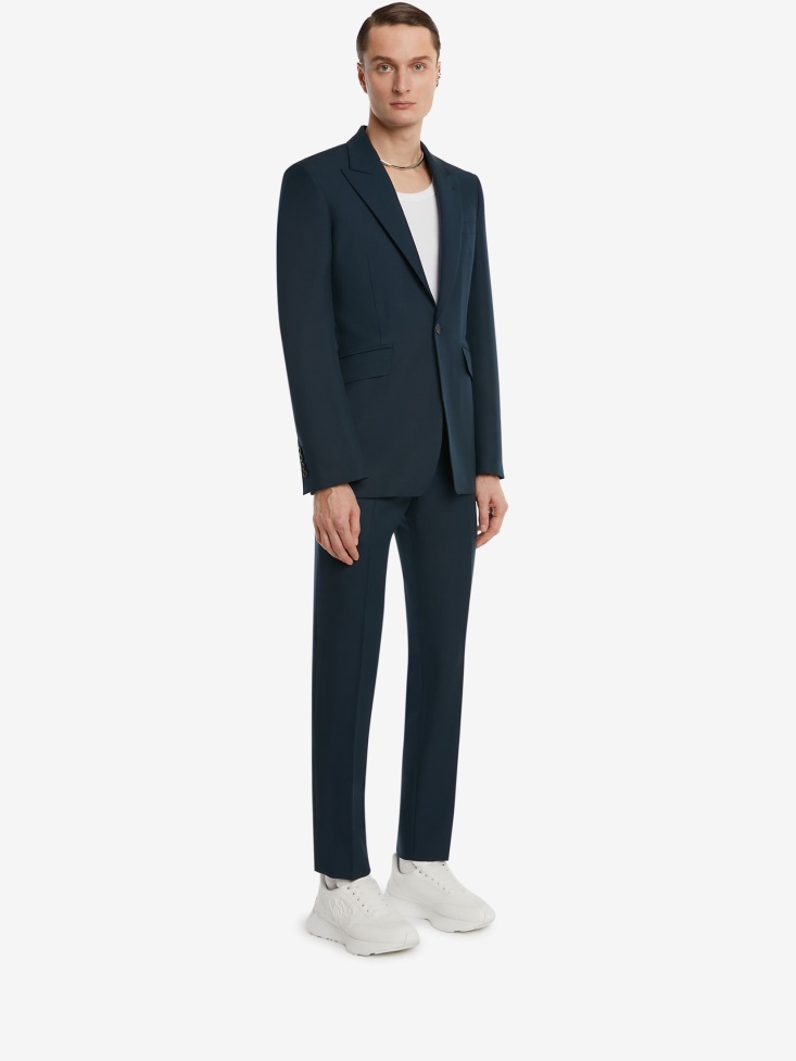 Men's Wool Mohair Single-Breasted Jacket Indigo Fashion Alexander McQueen