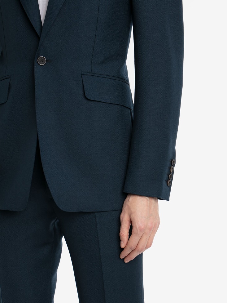 Men's Wool Mohair Single-Breasted Jacket Indigo Fashion Alexander McQueen