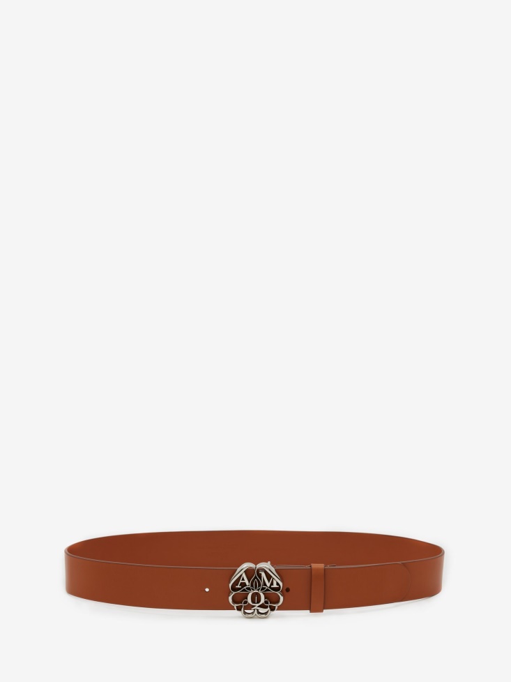 Tan Fashion Alexander McQueen Men's Seal Logo Belt