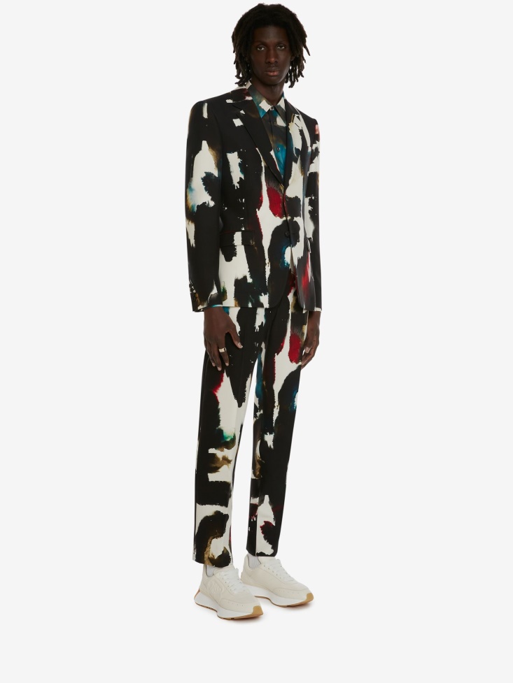 Fashion Alexander McQueen Multicolour Men's Watercolour Graffiti Single-Breasted Jacket