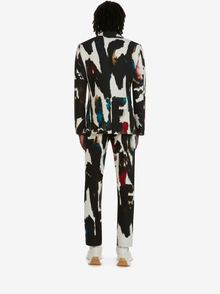 Fashion Alexander McQueen Multicolour Men's Watercolour Graffiti Single-Breasted Jacket