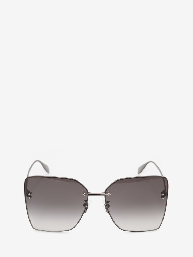 Fashion Alexander McQueen Women's Piercing Bridge Butterfly Sunglasses Ruthenium