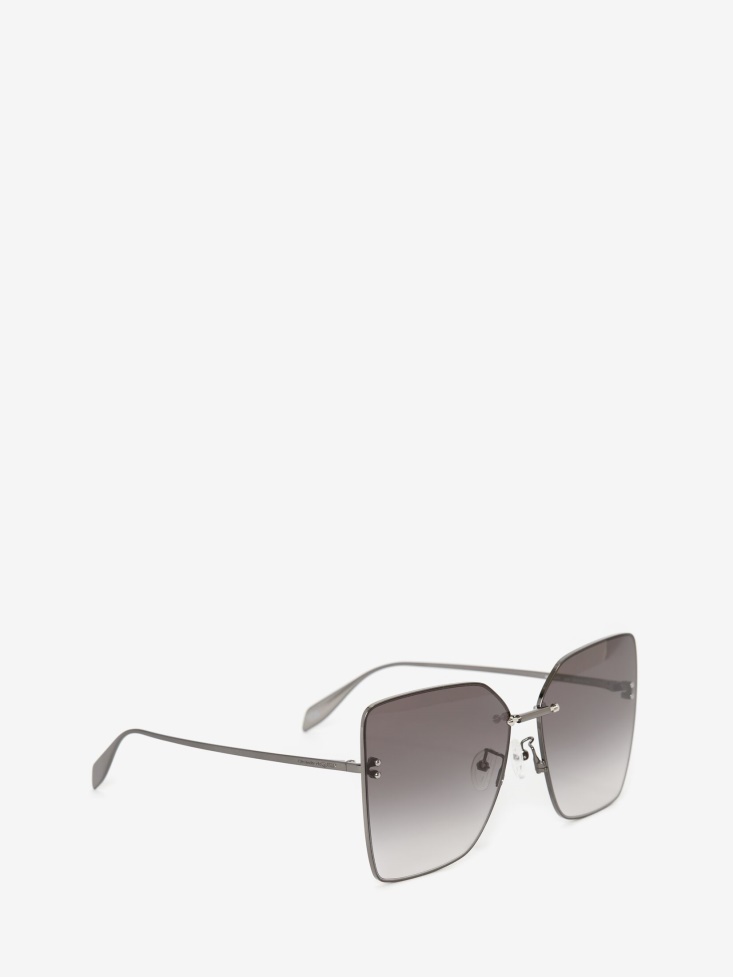 Fashion Alexander McQueen Women's Piercing Bridge Butterfly Sunglasses Ruthenium