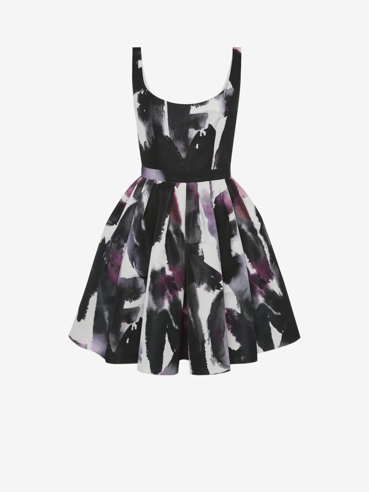 Women's Watercolour Graffiti Mini Dress White/Multicolour Fashion Alexander McQueen