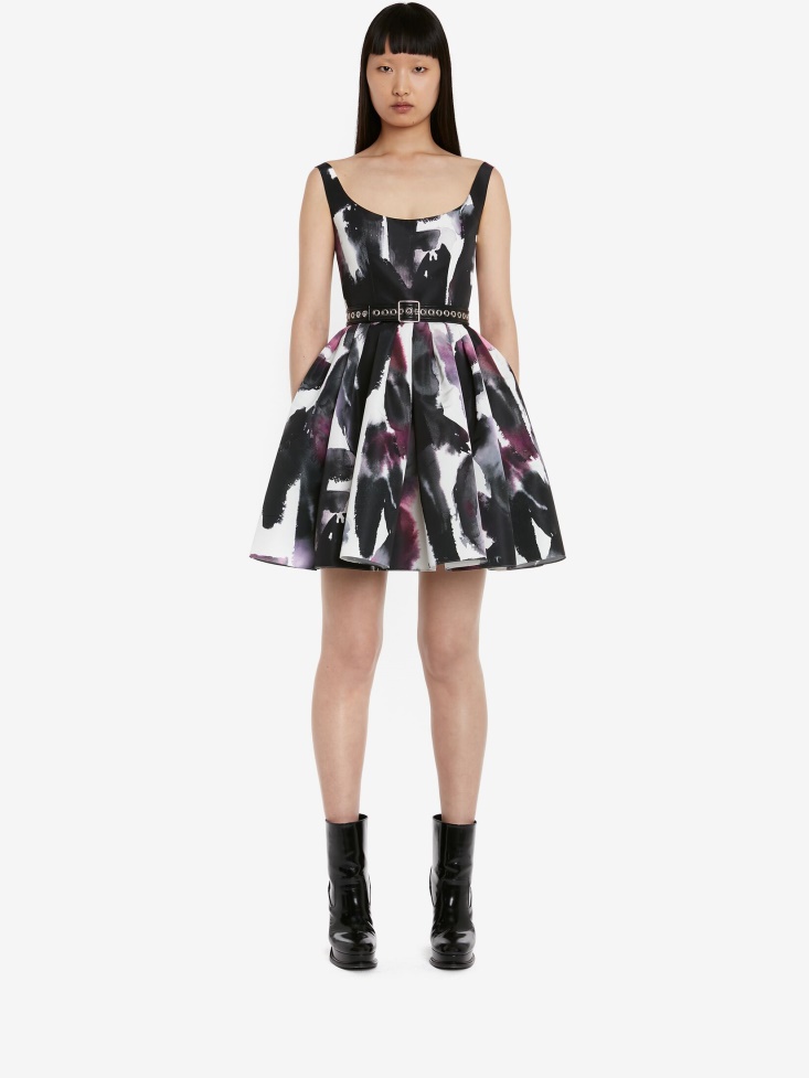 Women's Watercolour Graffiti Mini Dress White/Multicolour Fashion Alexander McQueen