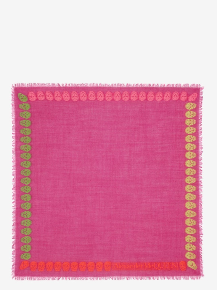 Magenta Women's Skull Border Scarf Fashion Alexander McQueen