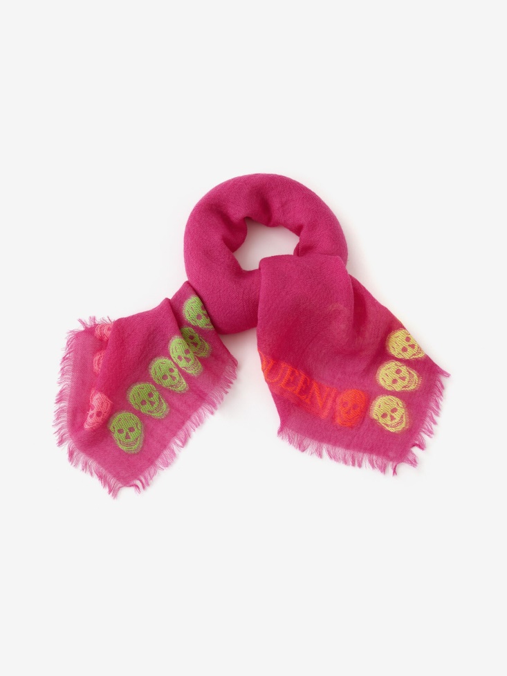Magenta Women's Skull Border Scarf Fashion Alexander McQueen