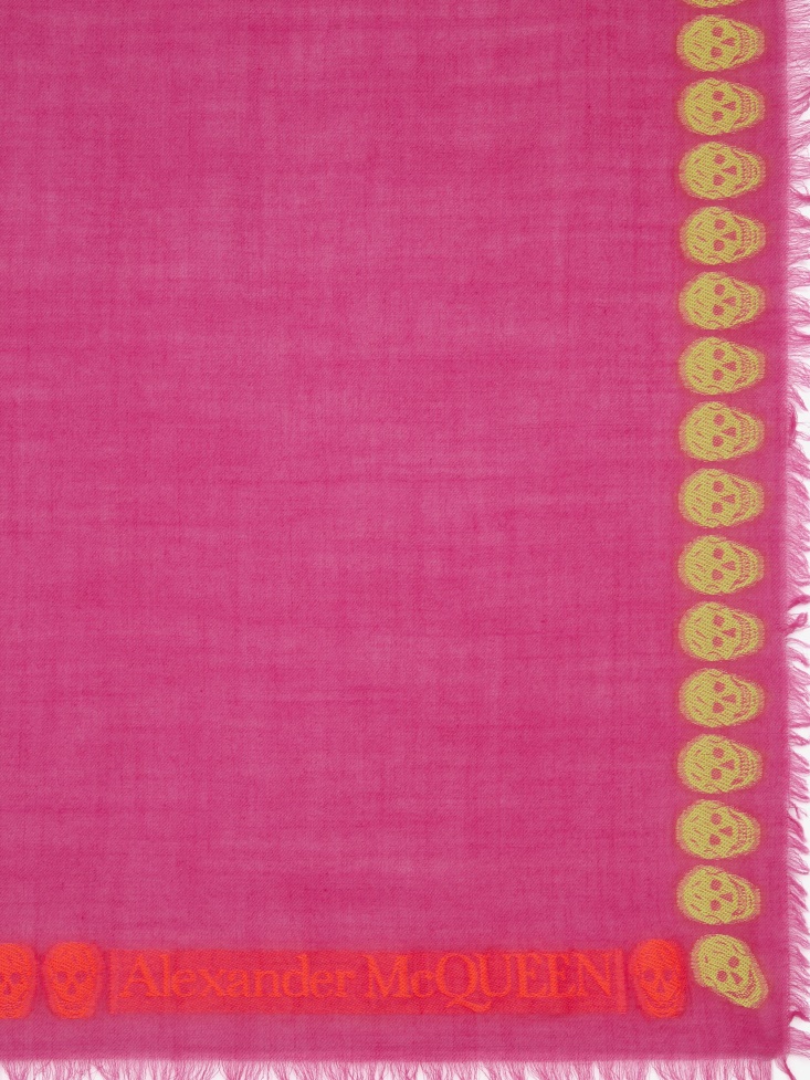 Magenta Women's Skull Border Scarf Fashion Alexander McQueen