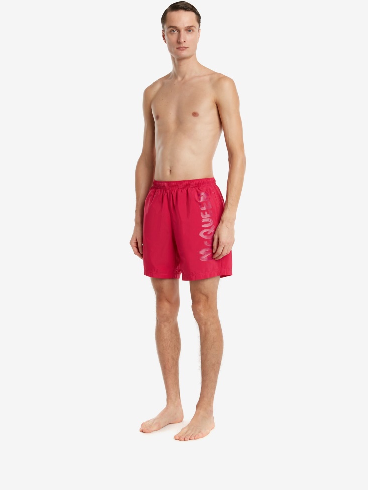 Men's in Graffiti Swim Shorts Fashion Alexander McQueen Fuxia/Pink