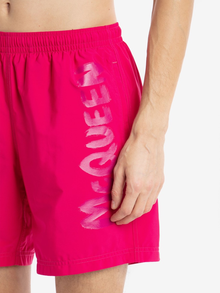 Men's in Graffiti Swim Shorts Fashion Alexander McQueen Fuxia/Pink