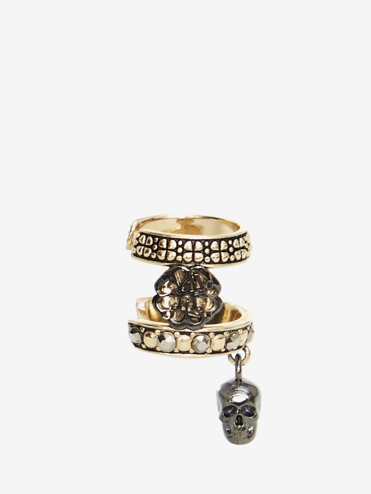 Gold Fashion Alexander McQueen Women's Skull And Charm Seal Ear Cuff