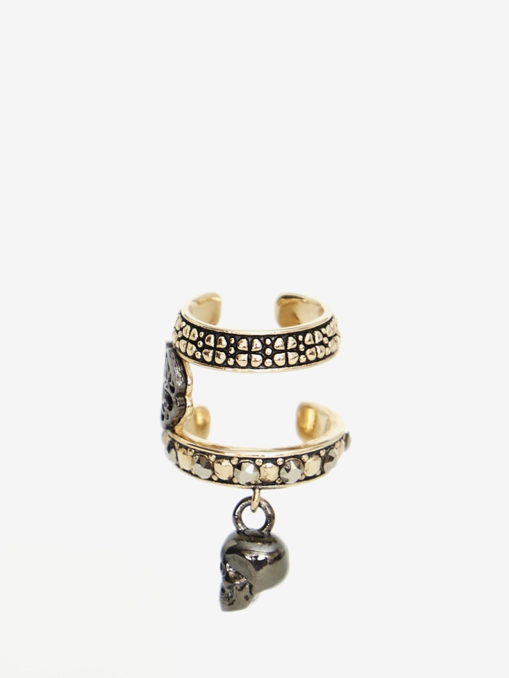 Gold Fashion Alexander McQueen Women's Skull And Charm Seal Ear Cuff