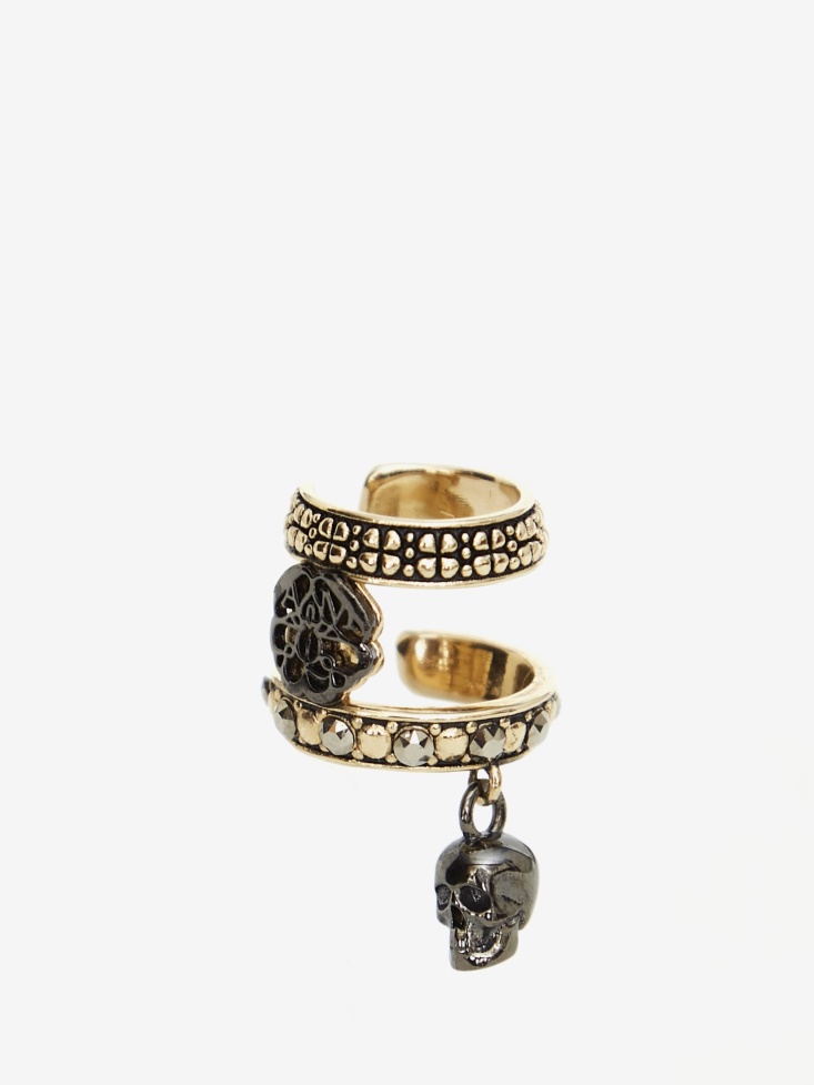 Gold Fashion Alexander McQueen Women's Skull And Charm Seal Ear Cuff