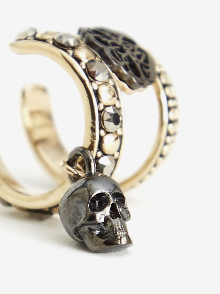 Gold Fashion Alexander McQueen Women's Skull And Charm Seal Ear Cuff