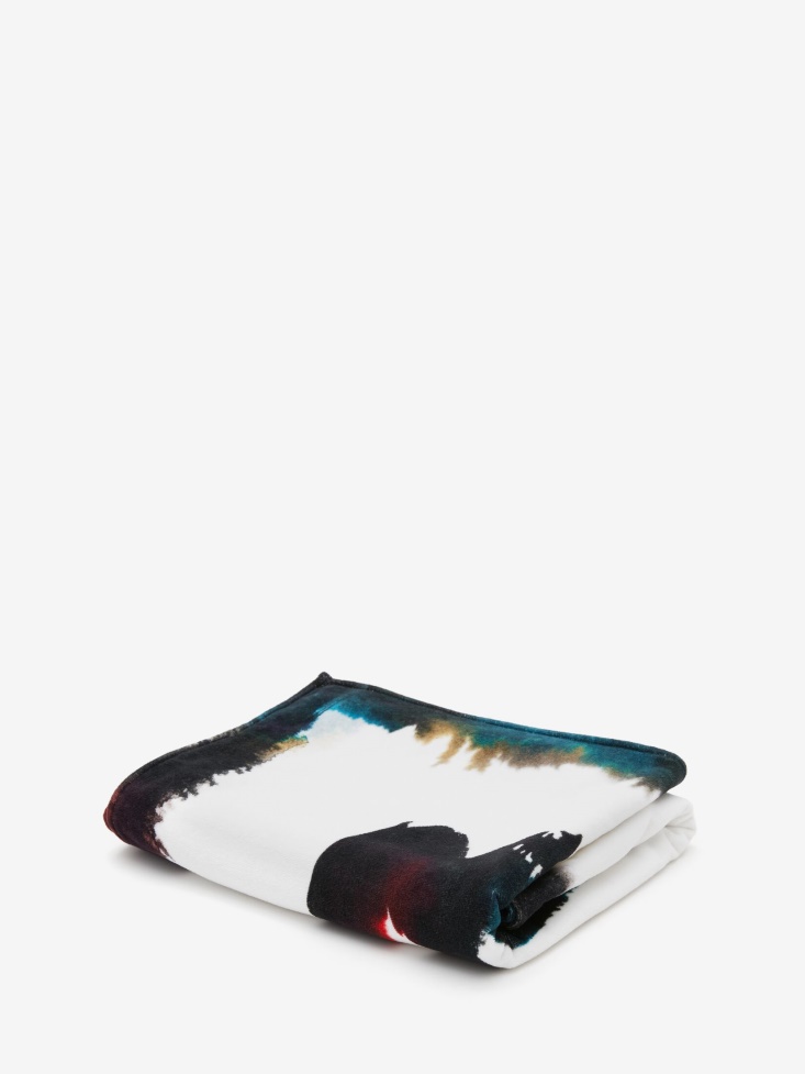 Fashion Alexander McQueen Men's Watercolour Graffiti Beach Towel White/Multicolour