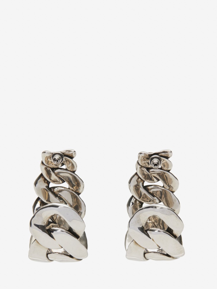 Antique Silver Fashion Alexander McQueen Women's Chain Earrings