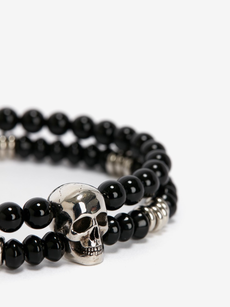 Fashion Alexander McQueen Black Men's Mini Bead Bracelet
