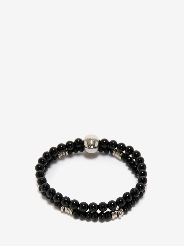 Fashion Alexander McQueen Black Men's Mini Bead Bracelet