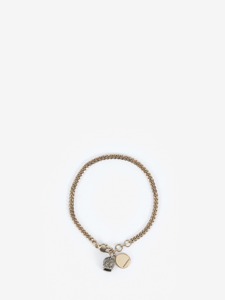 Fashion Alexander McQueen Women's Pave Skull Bracelet Gold