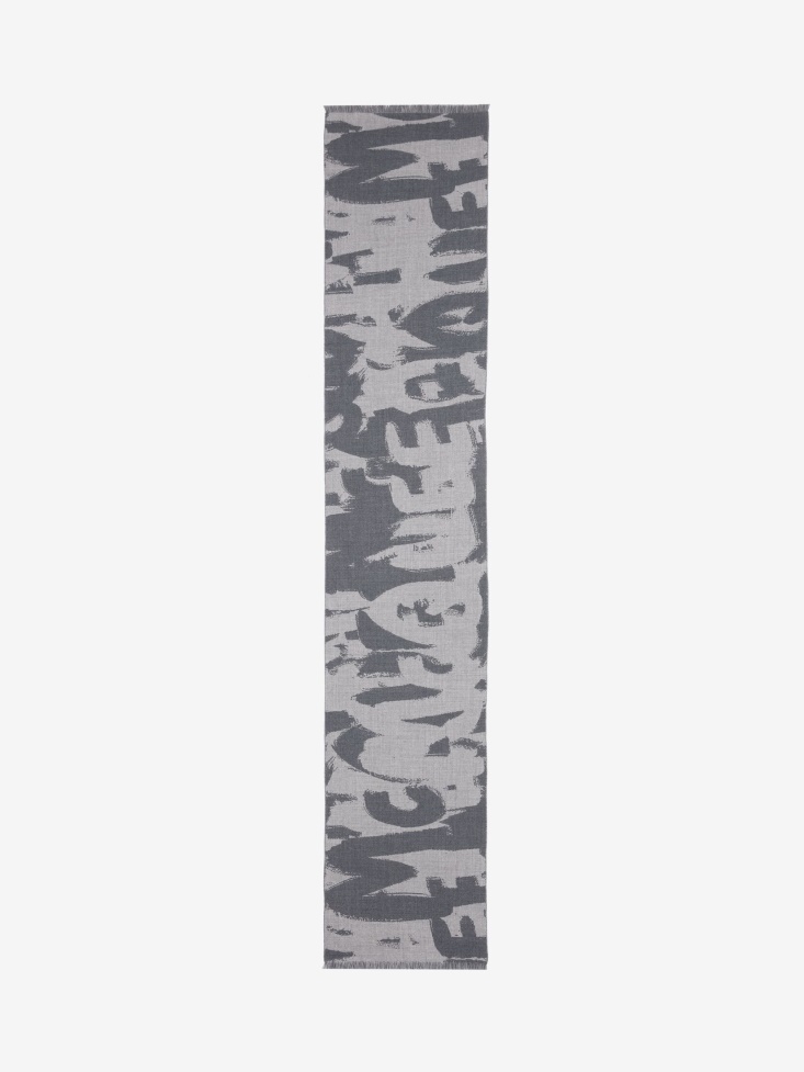 Men's in Graffiti Scarf Fashion Alexander McQueen Graphite