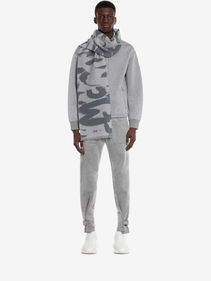 Men's in Graffiti Scarf Fashion Alexander McQueen Graphite