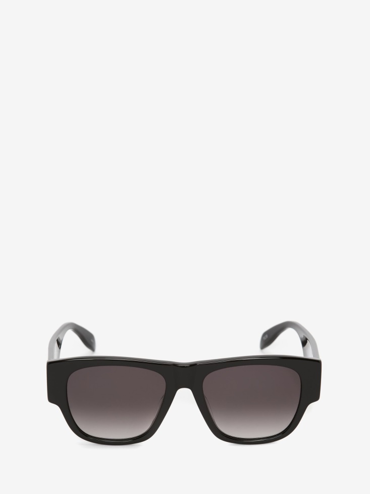 Fashion Alexander McQueen Men's in Graffiti Rectangular Sunglasses Black/White