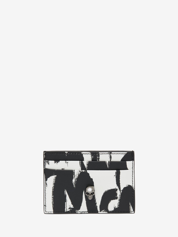 Black/White Fashion Alexander McQueen Women's in Graffiti Card Holder
