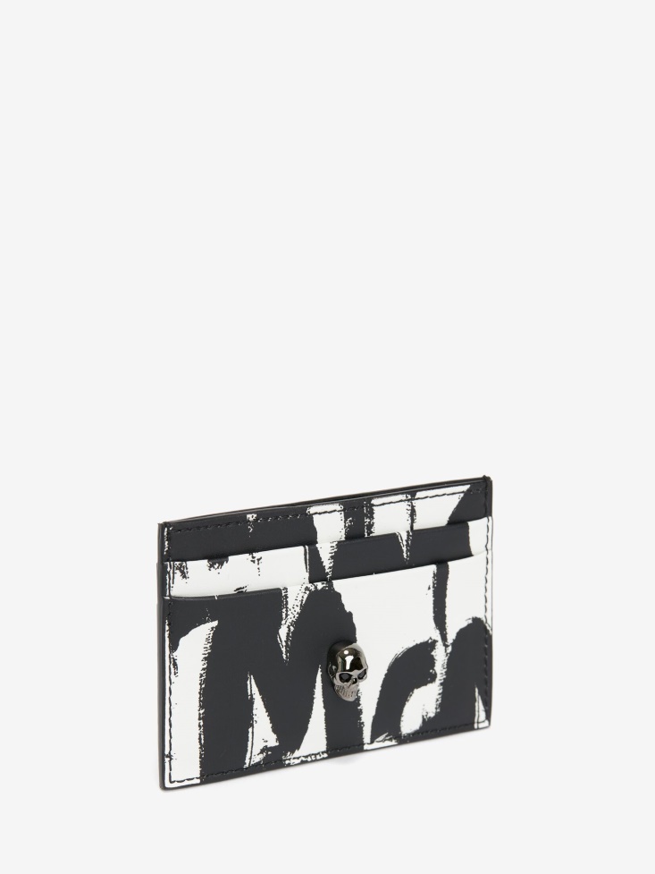 Black/White Fashion Alexander McQueen Women's in Graffiti Card Holder