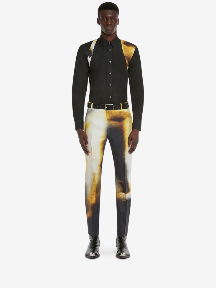Fashion Alexander McQueen Black Men's Cotton Poplin Harness Shirt
