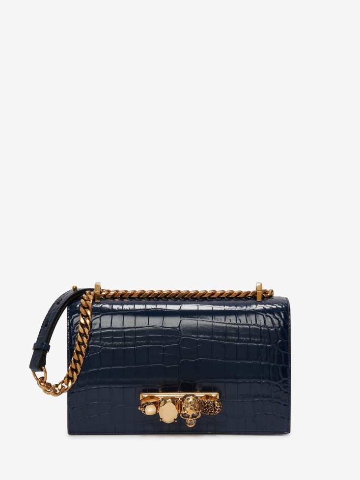 Fashion Alexander McQueen Women's Jewelled Satchel Navy
