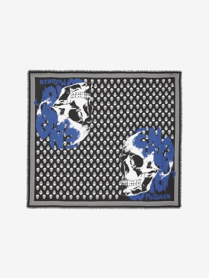 Black/Blue Men's in Graffiti Biker Foulard Fashion Alexander McQueen