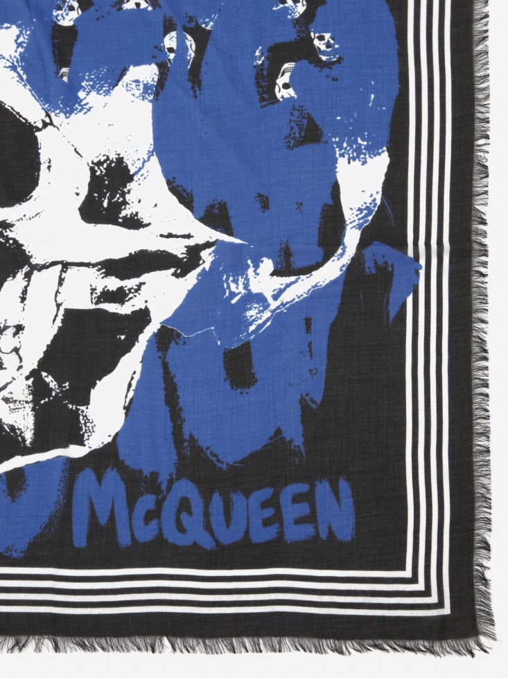 Black/Blue Men's in Graffiti Biker Foulard Fashion Alexander McQueen