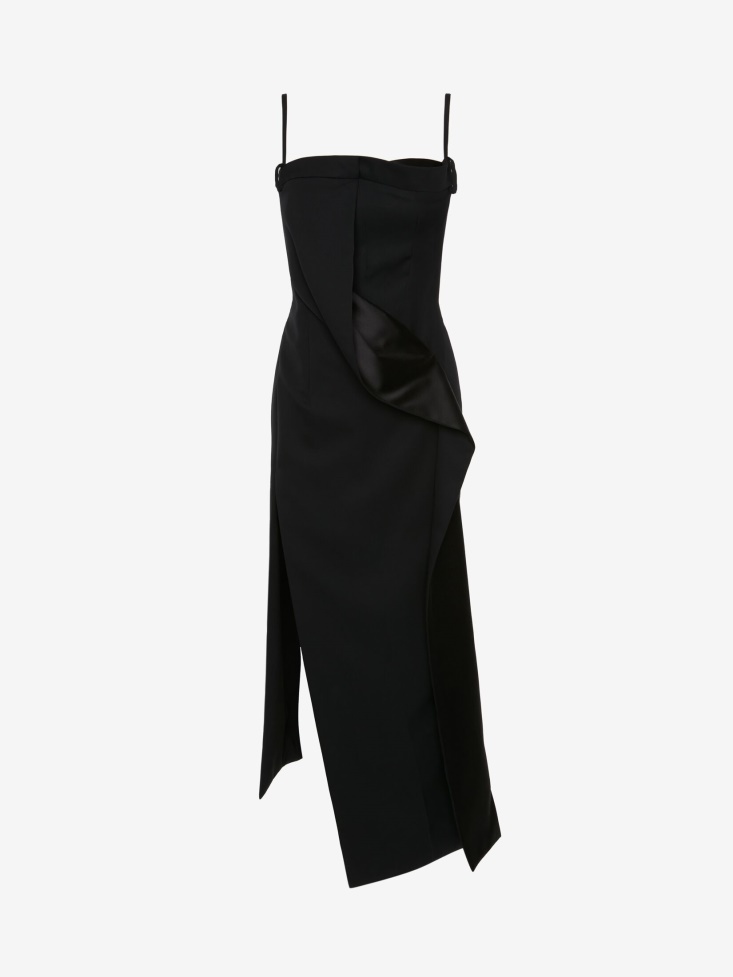 Fashion Alexander McQueen Women's Drape Slashed Cocktail Dress Black