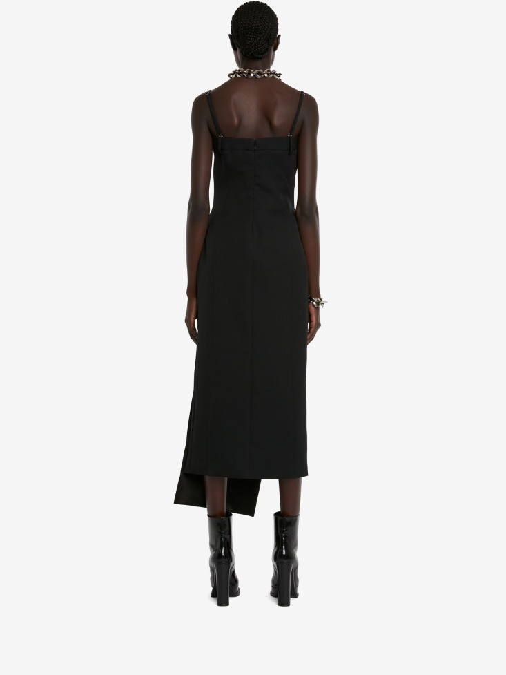 Fashion Alexander McQueen Women's Drape Slashed Cocktail Dress Black