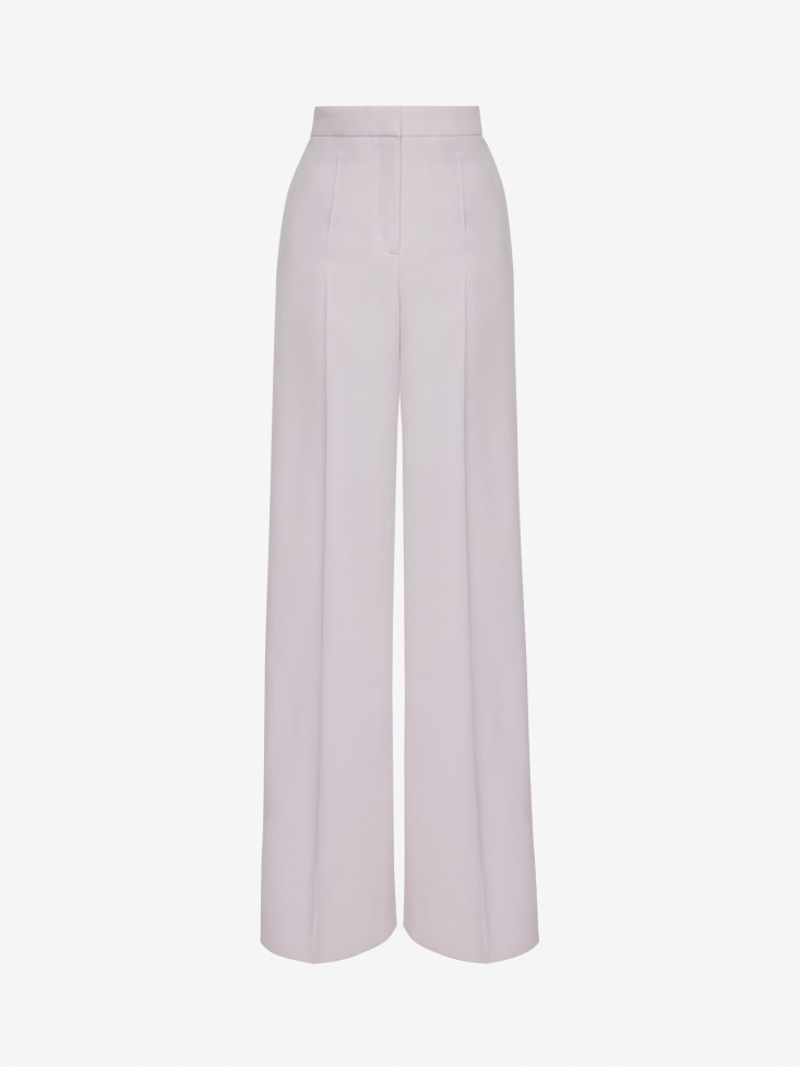 Women's Wool Wide Leg Trousers Porcelain Fashion Alexander McQueen