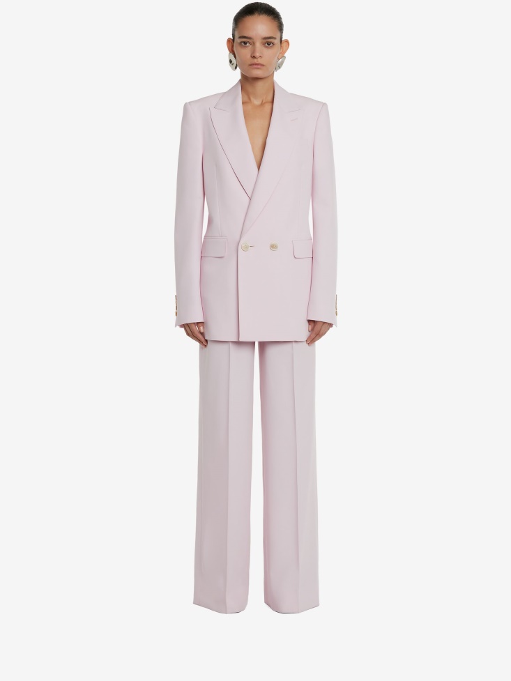 Women's Wool Wide Leg Trousers Porcelain Fashion Alexander McQueen