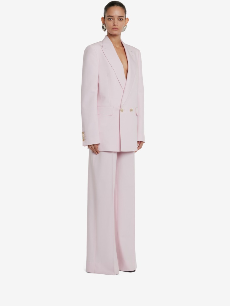 Women's Wool Wide Leg Trousers Porcelain Fashion Alexander McQueen