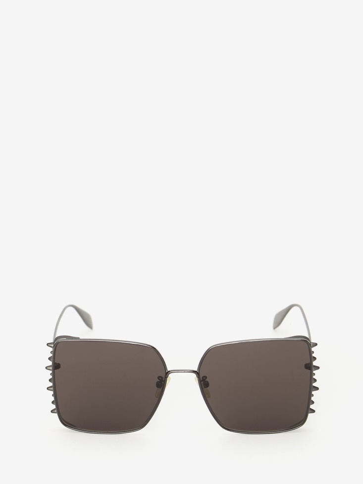 Women's Punk Stud Square Sunglasses Ruthenium Fashion Alexander McQueen