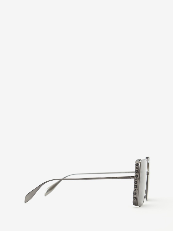 Women's Punk Stud Square Sunglasses Ruthenium Fashion Alexander McQueen