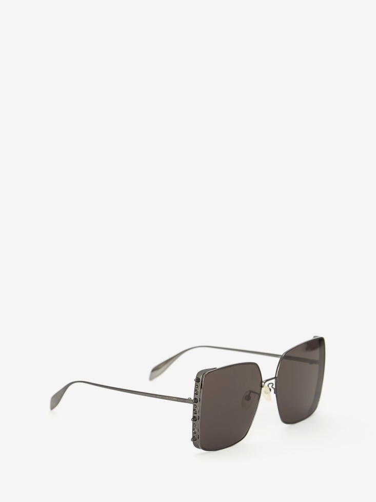 Women's Punk Stud Square Sunglasses Ruthenium Fashion Alexander McQueen