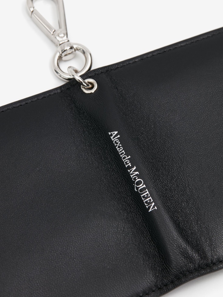 Black Men's Leather Card Holder Fashion Alexander McQueen